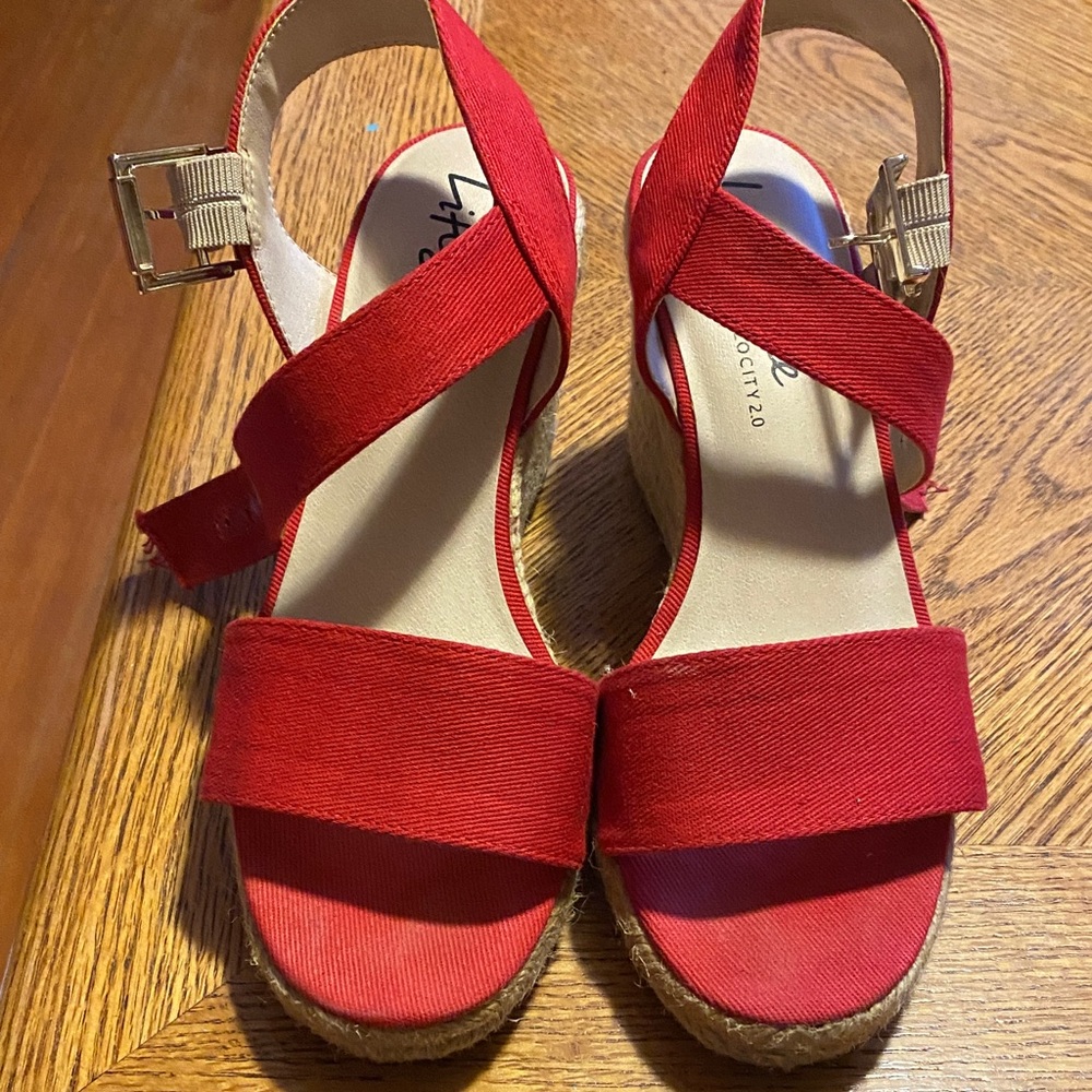 Life Stride Red Wedge Sandals